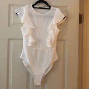 White ruffle bodysuit